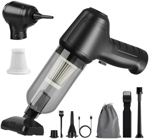 SUNCANDXY Handheld Vacuum Cordless Rechargeable: 12000PA Car Vacuum Cleaner with Brushless Motor 3 in 1 Portable Mini Small Vacuum for Pet Car Office Home - Black