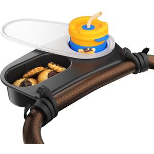 Universal Stroller Snack Tray,Cup Holder Stroller Tray with Silicone Flexible Arms Grip and Dust CoverFits Strollers,High Chairs,Joggers,Portable Toddler Feeding Tray for Snacks, Drinks, and Toy