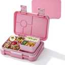 Bento Lunch Box for Kids, 6 Compartments BPA Free, Dishwasher Safe Back to School Snack Bento Lunch Containers Boxes, Ideal Portion Sizes for On-the-Go Meal, Ages 3+, School, Pink