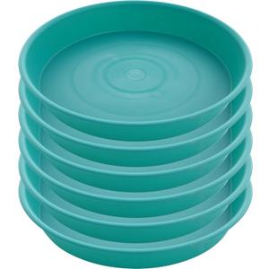 6 Pack of 10 inch Plant Saucer Blue, Heavy Duty Plastic Plant Saucer 10 inch Round, Flower Plant Saucers for Indoors, Plant Trays for Planter (Teal)