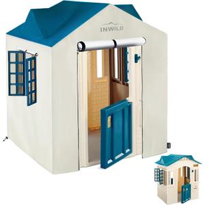 Outdoor Playhouse Cover, All Weather Protective Cover for Little Tikes Cape Cottage Playhouse, Full-Fitting, with Door and Window, 43" W x 35" D x 48" H, (Cover Only, Blue)