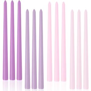 Purple Gradient Tall Taper Candles 12 inch Unscented Smokeless Long Tall Tapered Candle for Candlesticks Sticks Wedding Advent Home Decor Dinner ChristmasSet of 12
