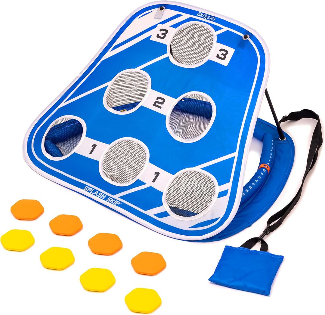 GoSports Splash Skip Floating Pool Cornhole Game Stone Skipping Swimming Pool Game for Adults & Family Water Cornhole Game for Pools & Lakes
