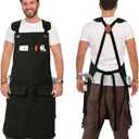 DILLMAN Woodworking Apron for Men Shop Apron Thick Canvas Work Apron with Tool Pockets (Black)