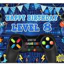 Game Theme Level 8 Birthday Backdrop Video Game Happy 8th Birthday Party Decorations Level Up Theme Boys Kids Birthday Party Supplies(75FT)