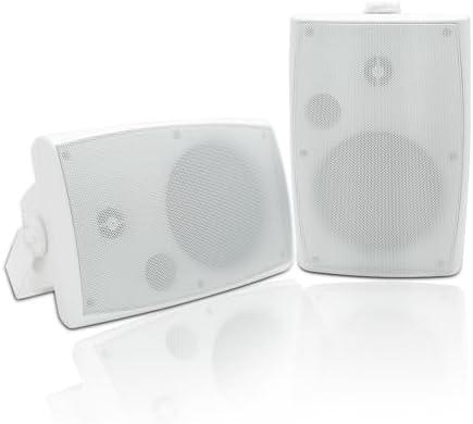 Herdio 400W 6.5 Inch Passive Outdoor Speakers Wired Waterproof,2 Way Wall Mounted Speakers with Powerful Bass for Patio Home Indoor Poolside Deck Backyard (Pair, White)