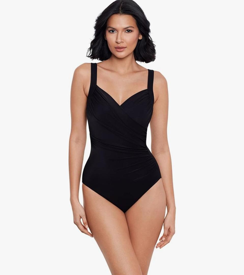 Miraclesuit Women's Swimwear Sanibel Tummy Control Underwire Bra One Piece Swimsuit, 2XL, Black