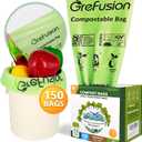 GreFusion Compostable Trash Bags for Kitchen Compost Bin 1.2 Gallon,150 Count,Compost Bags Small for Food Scrap Waste Bags for Countertop Bin Certified by BPI,ASTM D6400 and OK Compost