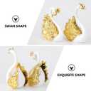 Veemoon 1 Pair Crown Swan Cake Topper Small Swan Figurine Bird Cake Decoration Creative Couple Statue Plastic Wedding Animal Ornament Gilded Bird Sculpture for Home Car Decor Party Celebrations