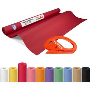 Red Kraft Paper Roll 36" x 1200" (100 feet) with Cutter - USA-Made
