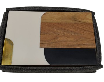 Handicrafts Home Decorative Storage Box, Keepsake Box Jewellery Organiser Abstract Wood Box, Handmade Wooden Jewelry Box with Resin & Brass Inlay, Memory Box for Home Decor, Coffee Table 8x5x2