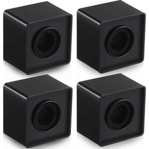 Landhoow 4 Pcs Mic Flags Square Cube Microphone Flags Station Portable Custom Interview Mic Station with Foam Microphone Accessories for Interview Reporter Host Halloween Cosplay(Black)