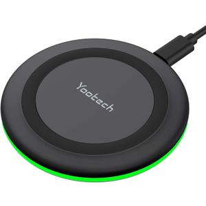 Yootech Wireless Charger,10W Max Fast Wireless Charging Pad Compatible with iPhone 16e/16/16 Plus/16 Pro Max/15/14/13/SE 2022/12/11/X/8,Samsung Galaxy S22/S21/S20,for AirPods Pro 2(No AC Adapter) (Black/Black)