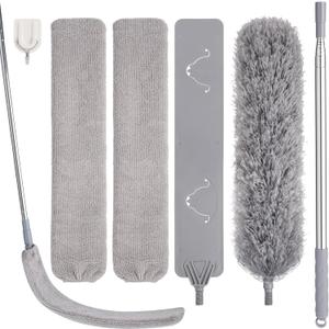 Feather Duster Set (4 Pieces), 30-100 inch Microfiber Retractable Gap Duster for Cleaning Ceilings, Furniture Refrigerators and Under Sofas Feather Duster Set (4 Pieces), 30-100 inch Microfiber Retractable Gap Duster for Cleaning Ceilings, Furniture Refrigerators and Under Sofas