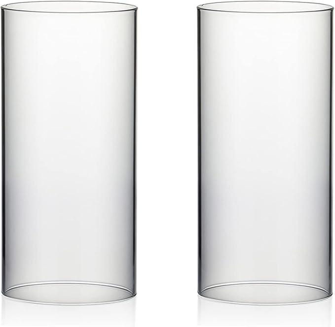 WGVI Hurricane Candle Holder Sleeve, Wide 4.7", Height 10", 1 Pieces, Clear Glass Cylinder Open Both Ends, Chimney Shade Tube (HST4710_2pc)