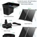 POPOSOAP Solar Pond Waterfall with 120W Solar Panel & 1600GPH Pond Pump, 10 Ft Corrugated Tubing, Filter Media, Pond Waterfall Kit for Outdoor Garden Pond, Streams P510X