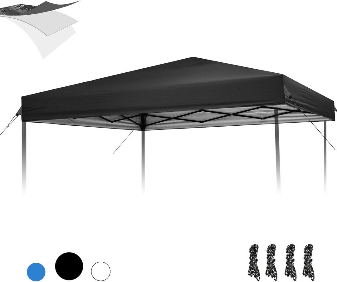 1010 Canopy Replacement Top, Pop Up Canopy Replacement Tent Cover for Straight Leg Frame, Waterproof Canopy Top Cover for Garden Patio Camping (Top Only)(Black)