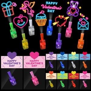 Valentines Day Gifts for Kids, 24 Packs Valentines Cards with LED Finger Lights Valentines Light Up Toys for Kids School Classroom Exchange Valentines Day Party Favors Gifts