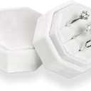 WantGor Velvet Ring Box, 3 Slots Jewelry Ring Gift Box Vintage Ring Display Holder Case for Wedding Ceremony Proposal Engagement (White)