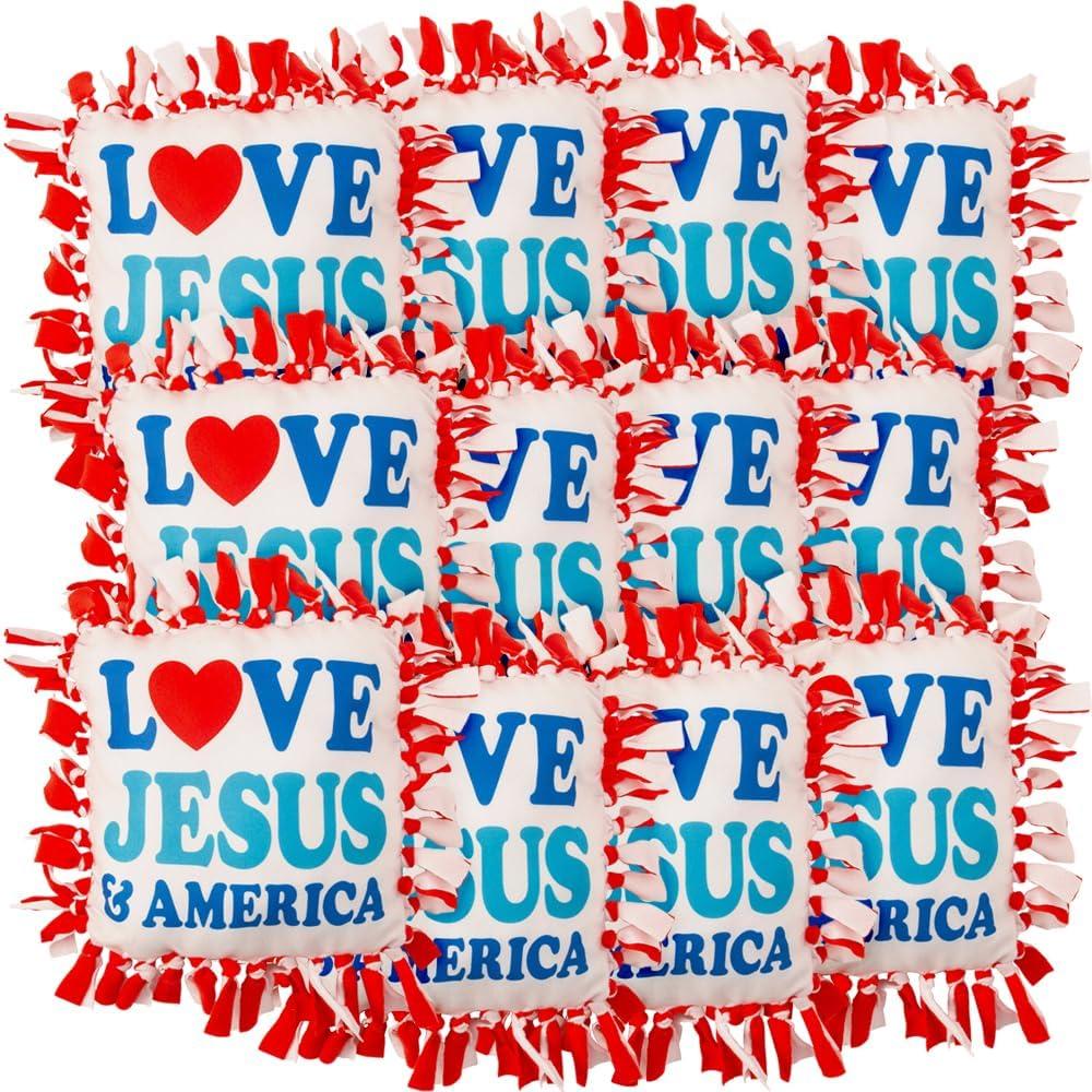Love Jesus & America Fleece Tied Pillow Craft Kit, Makes 6