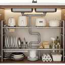 Li&Zhao Stainless Steel Under Sink Organizer-Expandable Cabinet Storage Rack with 4 Dividers and 2 Baskets, Two-tier with 4 shelves and 2 baskets