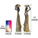 OGANGART 13" African Statues for Home Decor,2-Piece Set Lady Figure Sculptures Decorations for Tables Top,Black Vintage Ornament for Shelf and Living Room,Bookshelf,Décor Accents Gifts for Women