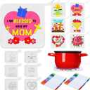 Willinglong 24 Set Color Your Own Blessed Mom Pot Holders Religious Mother's Day Kit to Mom Sunday School Crafts Fun Activities for Home Family