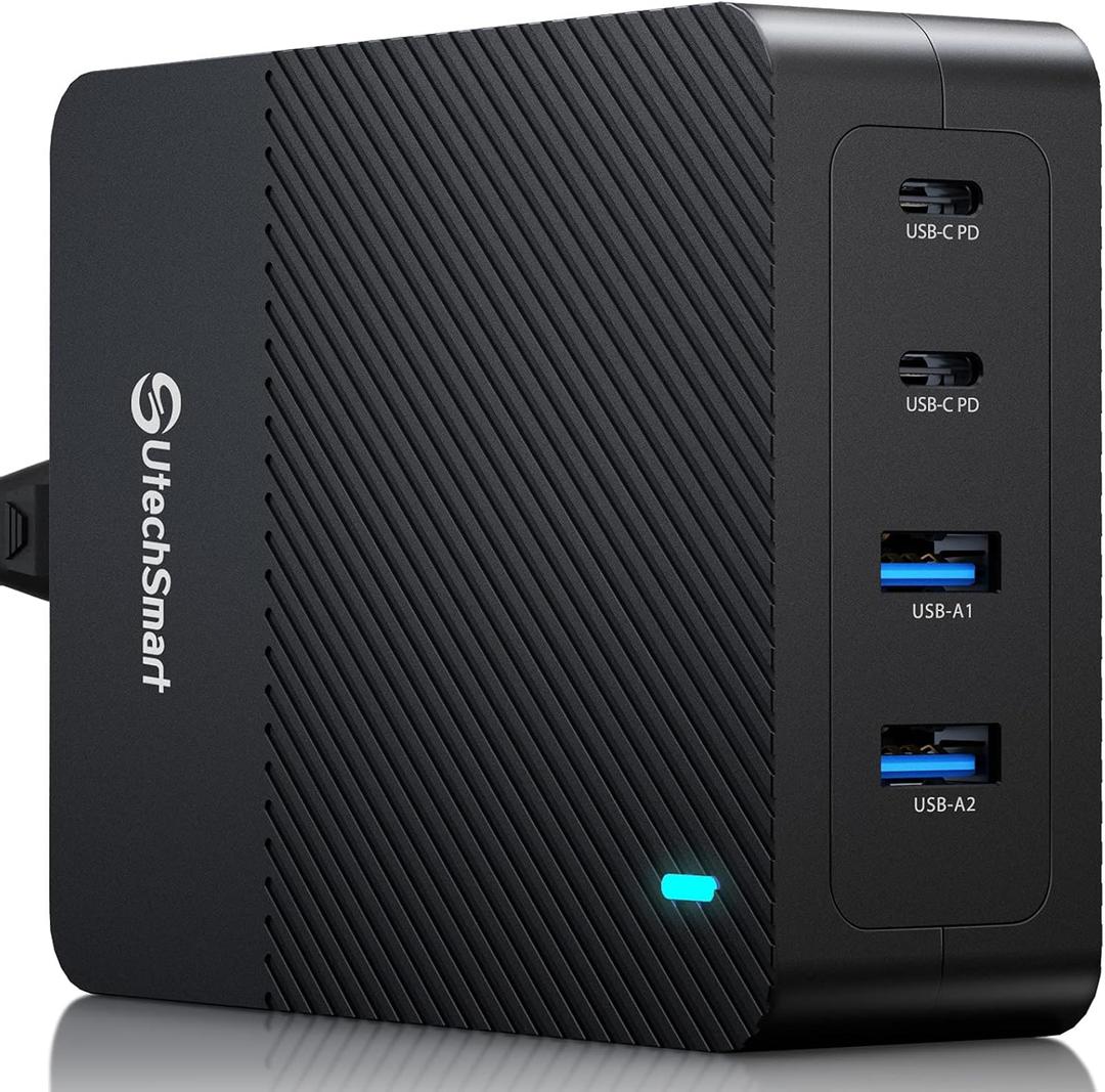 100W USB C Charger, UtechSmart 4-Port Fast Charger Station, Wall Charger Block Power Adapter Compatible with MacBook Pro/Air, iPad, iPhone 14 Pro, Galaxy, Steam Deck,