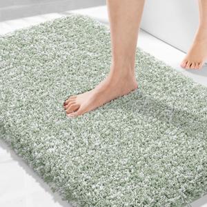 Yimobra Light Green and White Bathroom Rugs Non Slip Washable 36x24, Ultra Soft and Water Absorbent Bath Mats, Plush Fluffy Shower Mat Outside, Luxury Microfiber Thick Matts for Bathroom Floor/Tub
