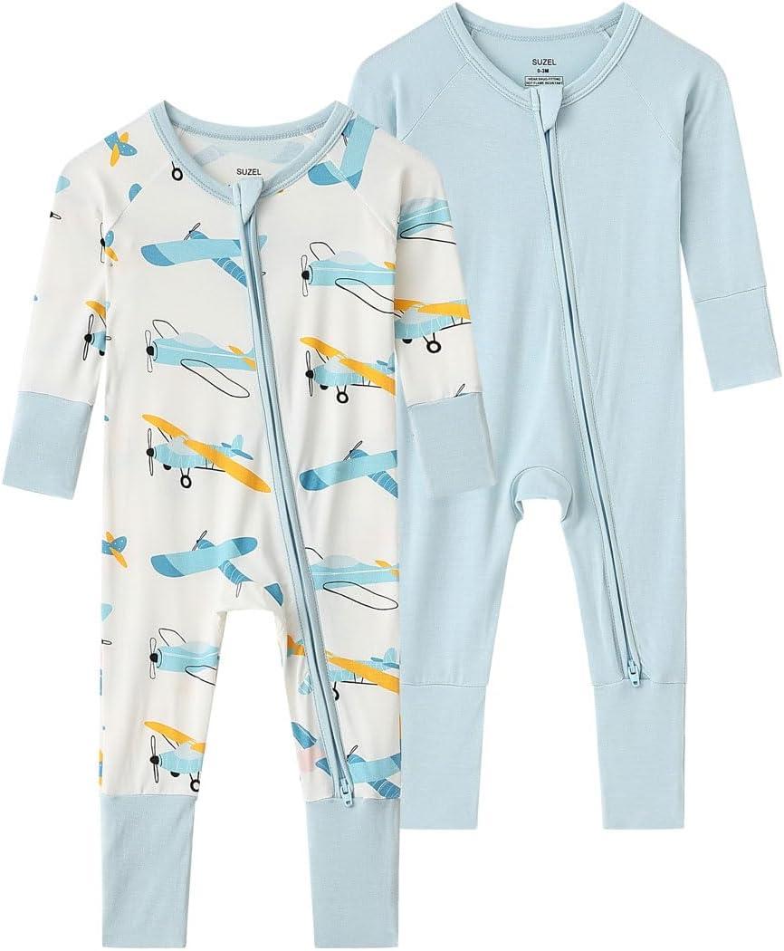 Baby Viscose from Bamboo Footless Pajamas Boys Girls Zippy Pjs Sleep 'N Play Romper - 6-12 Months (Blue)