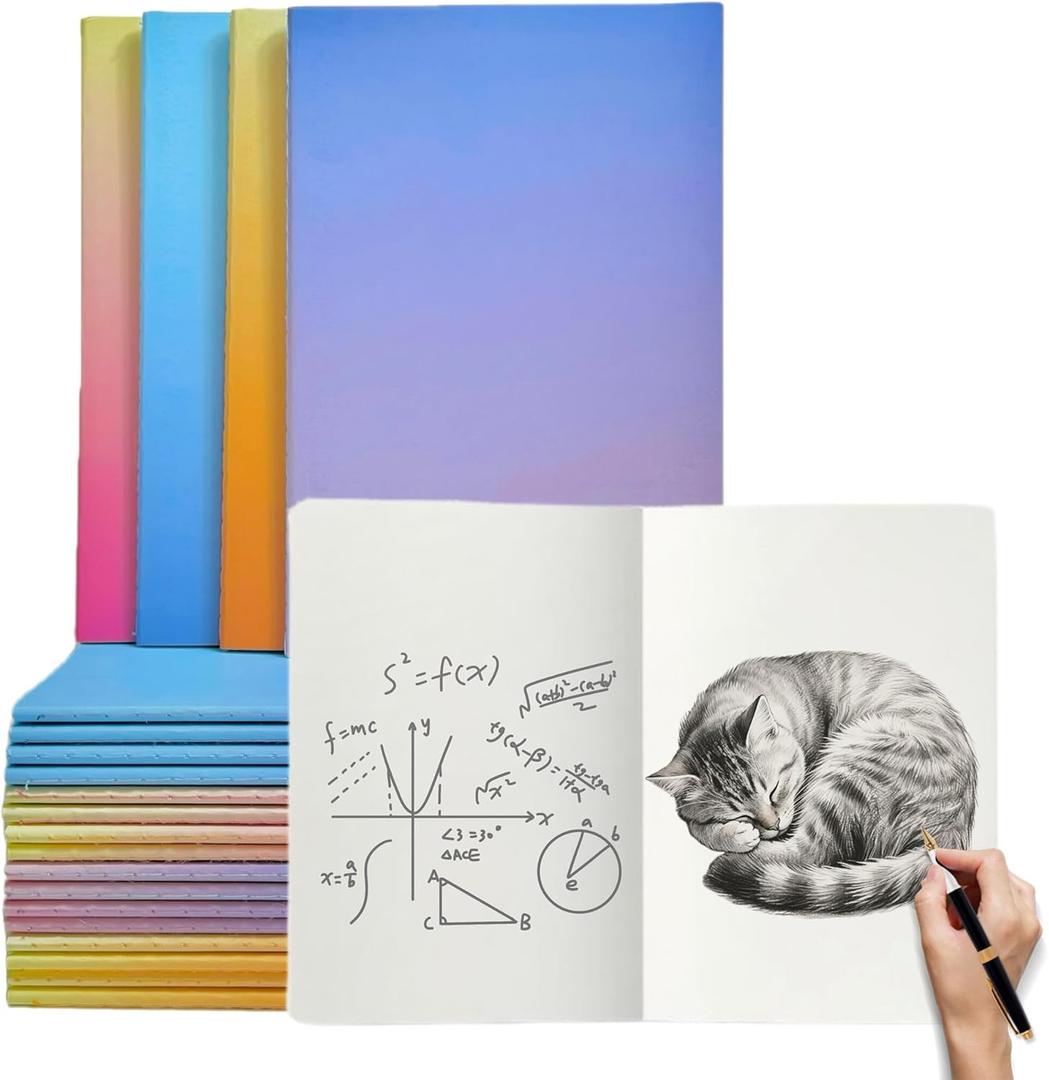 Blank Notebooks - Composition Notebooks 16 PCS A5 Aesthetic 4 Gradient Colors 8.3"x5.5" Unlined Notebook Bulk 72 Pages, for Students Take Note Journaling Writing Kids Drawing Office School Essentials