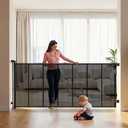 VEVOR Retractable Baby Gate, Extends to 120 inch Extra Wide, 38.5 inch Tall, with Reinforced Fiberglass Strips, Avoids Crawling Through, Mesh Dog Gate for Decks, Doorways, Garages, Indoor, Black