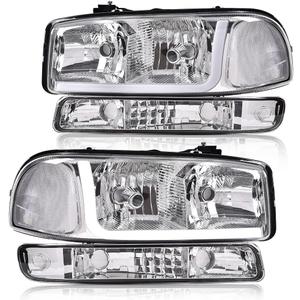 G-PLUS LED Headlights Assembly Fit GMC Sierra 1500HD 2500HD 3500 1999-2007/Fit GMC Yukon XL 1500 2500 1999-2006,Headlamps Clear Lens Chrome Housing Clear Reflector,faros delanteros