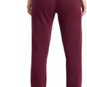Reebok Women's Cinch-Bottom Sweatpant, Standard Fit, Midweight Cotton-Poly Fabric (Large, Black Cherry - Internal Drawstring)