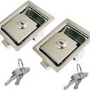 2 PCS Flush Mount Paddle Handle Stainless Steel Locking Door Latch RV Paddle Entry Interior Handle Knob Deadbolt Toolboxes and Compartment Silver