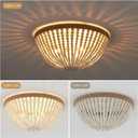 Dia 14.96" Boho Flush Mount Light Fixture Wood Bead, Farmhouse Chandelier, Antique Rustic Ceiling Light Fixture for Kitchen Hallway Entryway Laundry Bedroom Nursery Passway