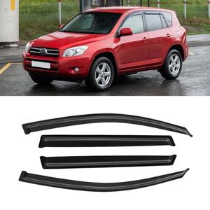 CMVT Auto Window Visors for Toyota Rav4 2006-2012, Rain Guards Shields Vent Deflector Shade Dark Smoke 2007 2008 2009 2010 2011, Tape-On, 4PCS