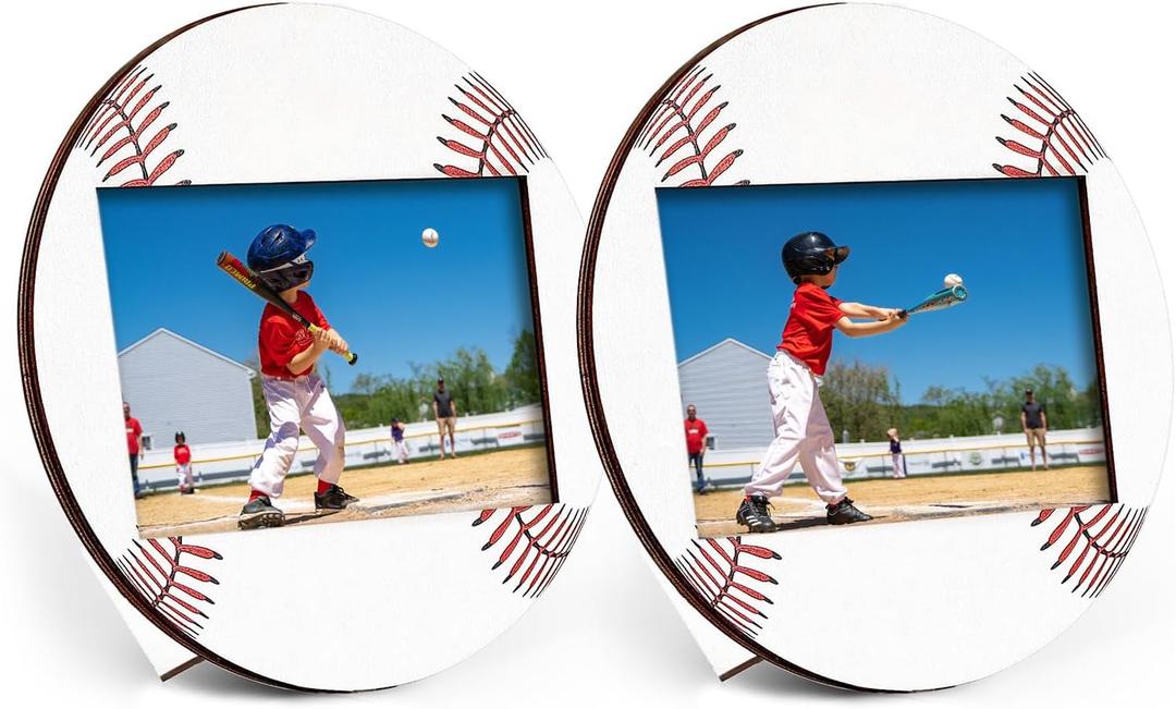 2PCS 4x6 in Baseball Picture Frame,Sport Themed Wooden Photo Frame,Baseball Tabletop Picture Frame,For Tabletop Display Home Hotel Office Decoration