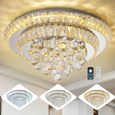 Miuyhji Elegant Crystal Raindrop Ceiling Light Smart Flush Mount Chandelier 3CCT,Timer,Brightness,Dimmable, Smart Remote/APP,Modern LED Ceiling Lamp for Living Kitchen Dining Bedroom Entryway Foyer
