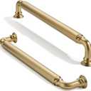 10 Pack 6 inch(152mm) Center to Center Brushed Brass Cabinet Pulls Satin Brass Solid Cabinet Hardware Heavy-Duty Drawer Handles Kitchen Cabinet Pulls Drawer Kitchen Cabinet Hardware