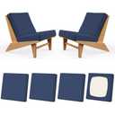 Large Patio Outdoor Cushion Covers, Stretch Couch Chair Furniture Slipcover | Fit 20-27", 4pcs Seat Back Cushion Replacement Covers, Washable, Soft Sofa Slip Covers, Pet Friendly, Furniture Protector Navy-blue, Square-large 4pcs