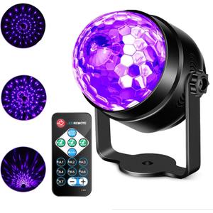 Litake UV Black Lights for Glow Party, 6W LED Disco Ball Strobe Lights for Dark Party Supplies, Sound Activated with Remote Control, Dj Light for Halloween Xmas Birthday Party Home Decorations, 1 Pack