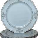 Spsyrine Antique Blue Charger Plates Set of 6, 13" Chargers for Dinner Plates, Wedding, Banquets, Party
