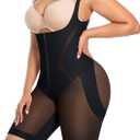 SHAPELLX Fajas Colombianas Shapewear for Women Tummy Control Butt Lifting Bodysuit Back Smoothing Body Shaper Shorts, Large 