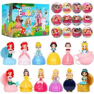 12 Pack Prefilled Easter Eggs with Princess-Themed Toys for Girls  Surprise Fairy Figures, Easter Egg Hunt, Basket Stuffers, Party Favors, Classroom Prizes