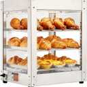 VEVOR 3-Tier Commercial Food Warmer Display, 800W Food Display Warmer with LED Light, Adjustable Shelf and Stainless Steel Frame, 86~185 Air Heating, 34L for Hamburger, Pizza, Bread, Fried Chicken