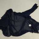 Allegra K Women's 3/4 Sleeve Sheer Mesh Shrug Open Front Cropped Bolero Cardigan Large, Navy Blue
