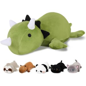 Weighted Dinosaur Stuffed Animals, Cute Weighted Dino Plush, Soft Stuffed Weighted Plushie Pillow Gifts for Girls Boys(9.8" 0.8Lbs) (Small)