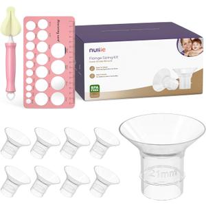 Nuliie Set of 8 Flange Sizing kit 21mm for 24mm Flange/Shield of Most Pumps, BPA Free Silicone Flange Inserts, Compatible with Momcozy/Elvie/Spectra/Bellababy/TSRETE/Nuliie Electric Breast Pumps