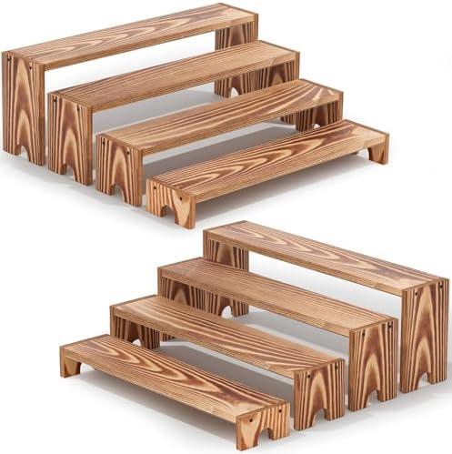14 Inch Large Wooden Tiered Riser Display Stands, 2 Set Stackable Wooden Cupcake Stand Dessert Table Display Set,Tiered Shelf Organizer,Display Stands Shelf,Vendor Booth Display Items for Vendor Events